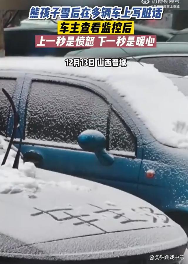 女孩雪后手笔擦去不雅文字，车主感激不已