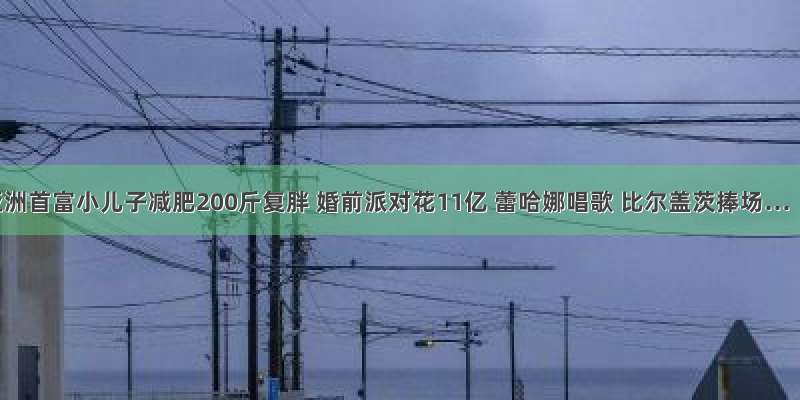 亚洲首富小儿子减肥200斤复胖 婚前派对花11亿 蕾哈娜唱歌 比尔盖茨捧场…