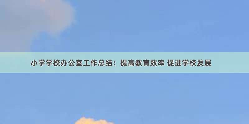 小学学校办公室工作总结：提高教育效率 促进学校发展