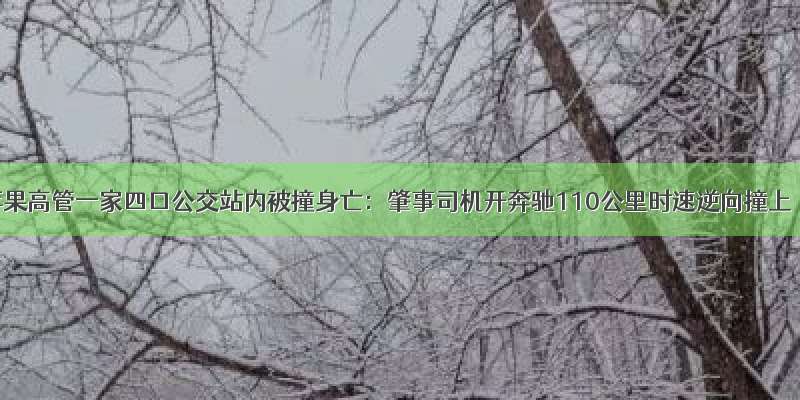 苹果高管一家四口公交站内被撞身亡：肇事司机开奔驰110公里时速逆向撞上