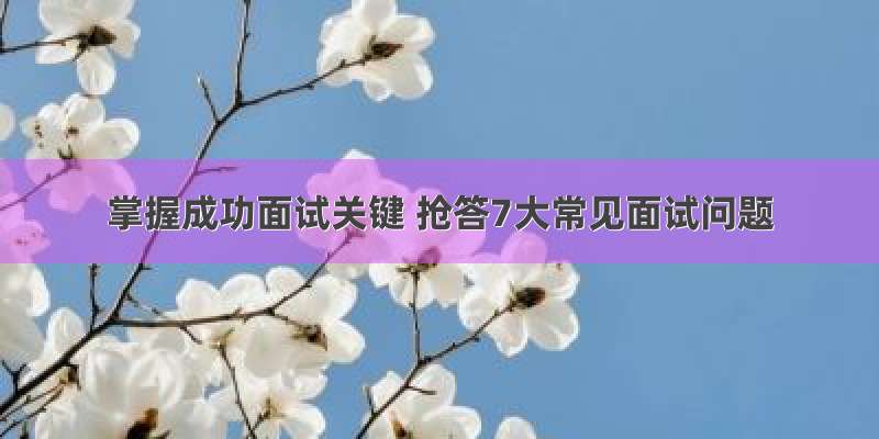 掌握成功面试关键 抢答7大常见面试问题