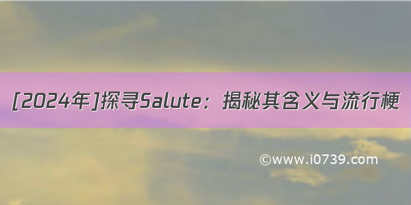 [2024年]探寻Salute：揭秘其含义与流行梗