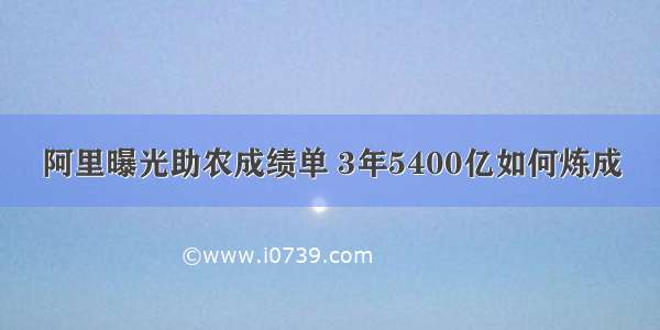 阿里曝光助农成绩单 3年5400亿如何炼成